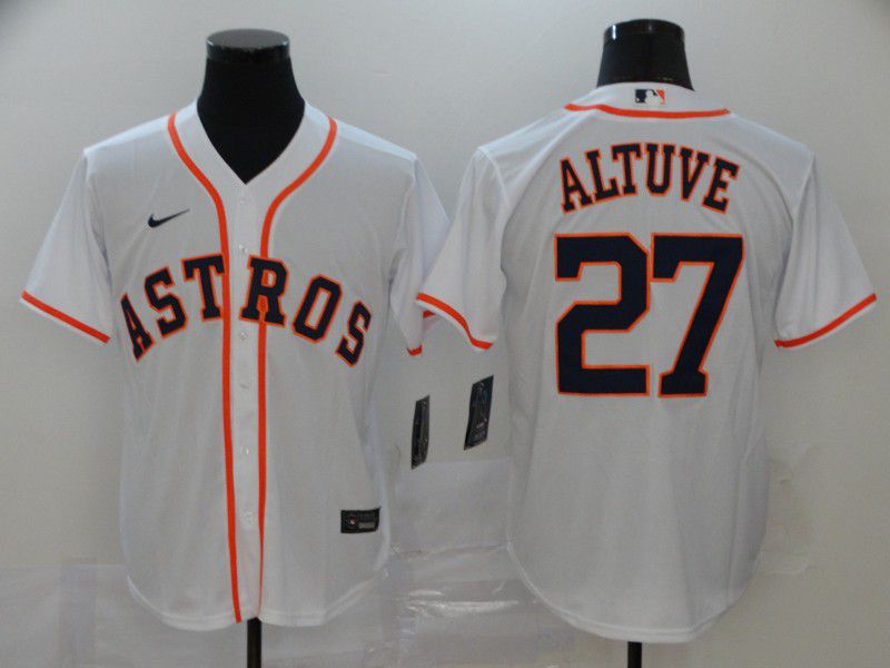 Men Houston Astros 27 Altuve White Nike Game MLB Jerseys